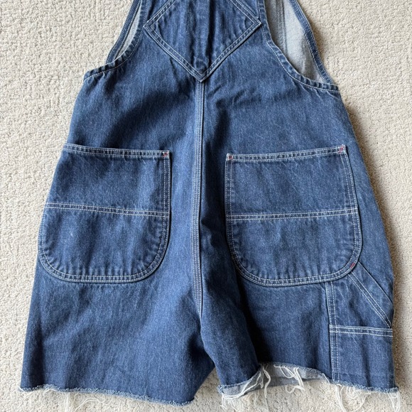 Doen Denim Overalls Shorts 28 Womens Blue Cotton Frayed Hem Pocket Casual - Picture 7 of 13